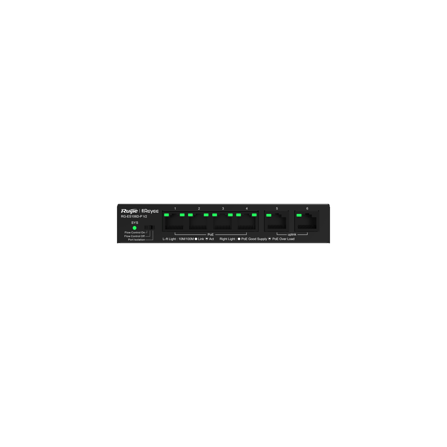 RG-ES106D-P V2, 6-port 10/100Mbps Desktop Unmanaged Switch